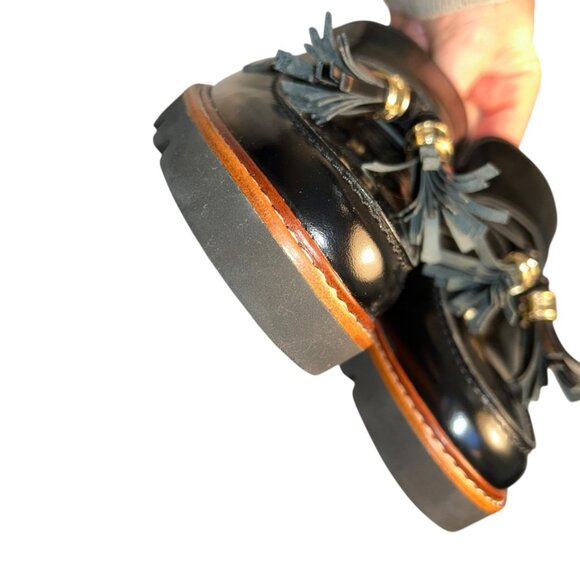 Stuart Weitzman NEW black lug sole tassel loafer shoes 9 - Picture 10 of 10